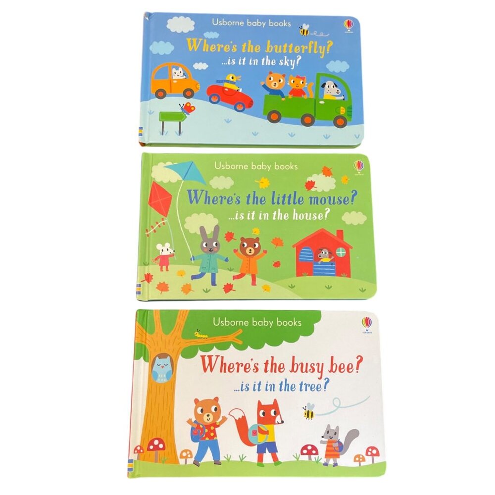Usborne Baby Books Where's The‎ Series Includes: Butterfly Little Mouse Busy Bee